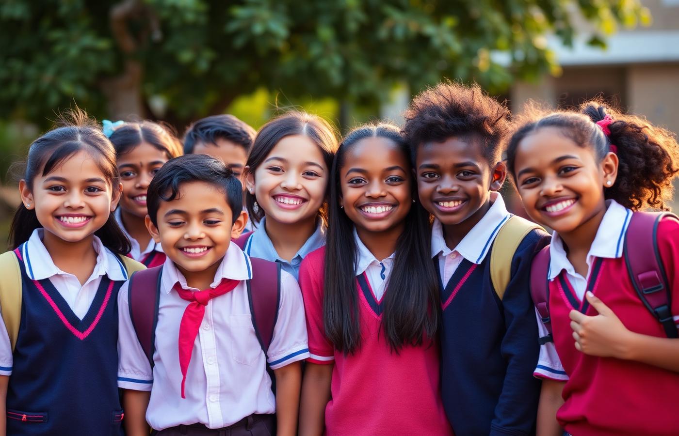 Estudiantes sonriendo en el colegio